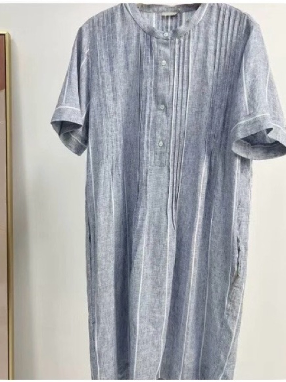 Faherty linen blend pin tuck dress
